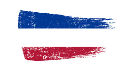 Obraz premium Serbia and Montenegro Flag Designed in Brush Strokes and Grunge Texture