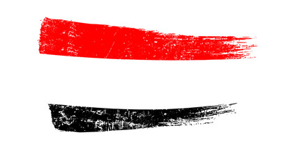 Yemen Flag Designed in Brush Strokes and Grunge Texture