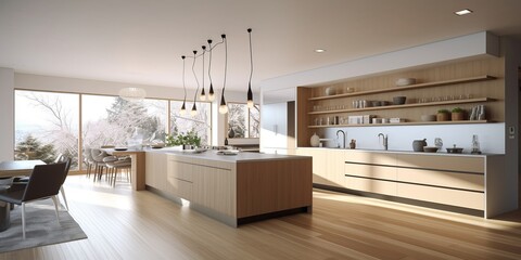 Sleek Modern Kitchen Interior Design AI Generated Generative AI