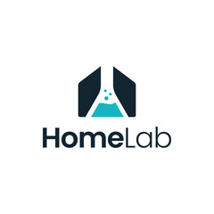 Simple test tube and house combination logo. Very suitable for research logos