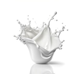 Isolated Milk Splash: White Background. Generative AI