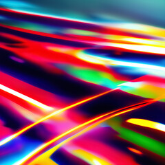 Abstract background of straight neon lines in cyberpunk style. Background on the theme of new technologies and digital startups with shining rays. Template for a slide or cover.