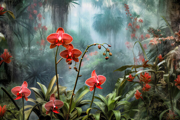 Obraz na płótnie Canvas Orchideen im Regenwald