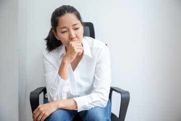 sad serious illness woman.depressed emotion panic attacks alone sick people fear stressful...