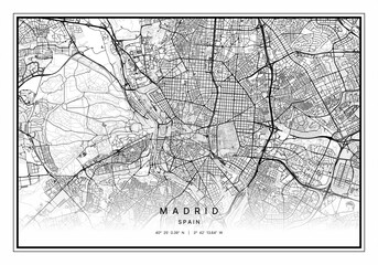 Fototapeta na wymiar Madrid Map Wall Art | Madrid Spain Map Art, Map Wall Art, Digital Map Art