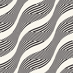 Fototapeta na wymiar Monochrome Moire Effect Textured Wavy Pattern