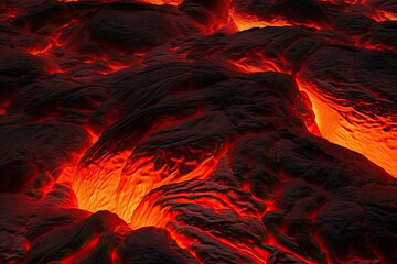 Fototapeta premium 3D Render Molten Lava Texture Background. Lava was in the cracks of the earth to view the texture