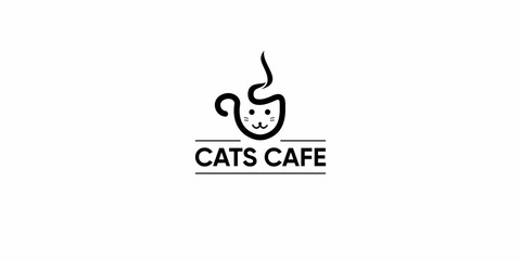Cats cafe or cats coffee logo design, vector, illustration EPS 10