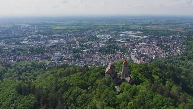 flight to weinheim city germany odenwald forest