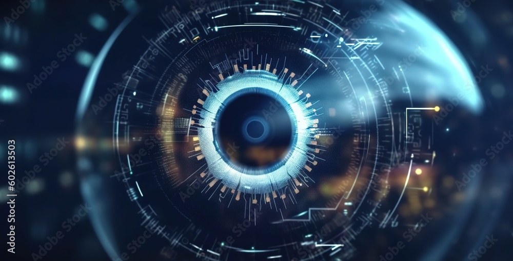 Canvas Prints background with circles. eye viewing digital information technology background. generative ai