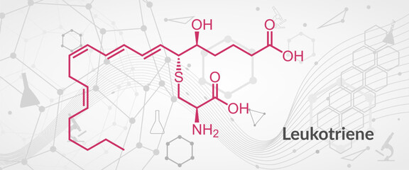 Chemical structure of leukotriene. Eicosanoid inflammatory mediator