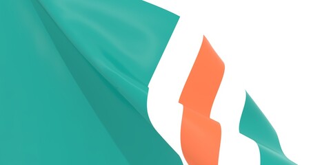 Waved flag textured by Miami Dolphins american footbal team uniform colors. 3D render © JEGAS RA