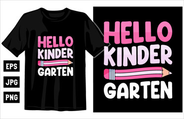 Back to school t-shirt vector graphic, Hello Kindergarten T-Shirt