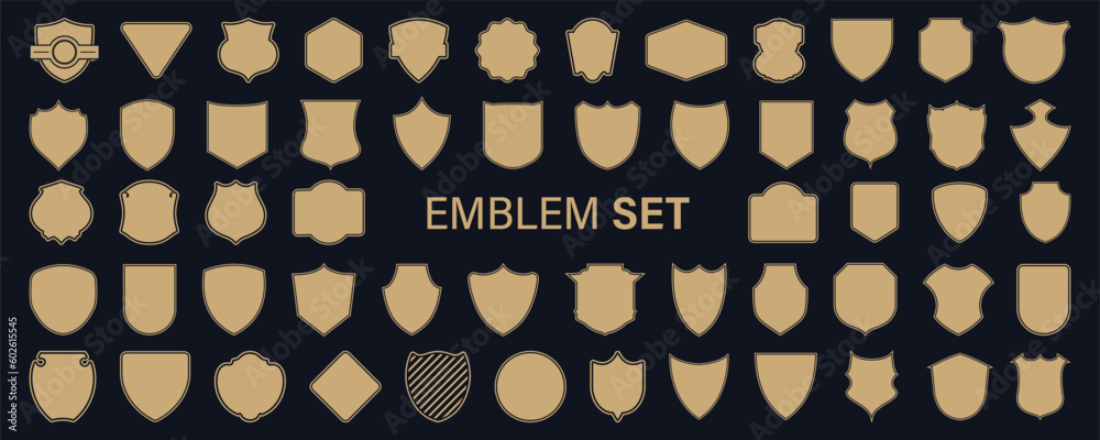 Poster emblem shield badges collection. set of shield elements frame