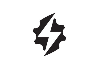 gear with lightning logo design. simple creative repair electronic symbol vector.