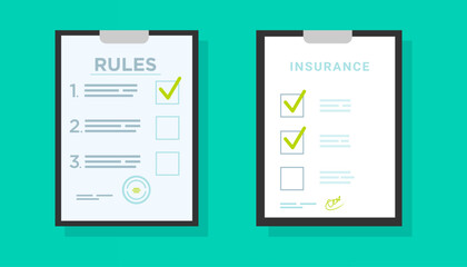 Insurance and rules document in a flat design