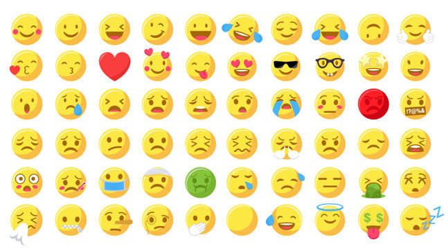 Set of emoticon icons. Emoji smile in cartoon style