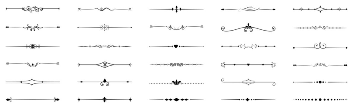 Set of black vintage ornament dividers arrows design elements
