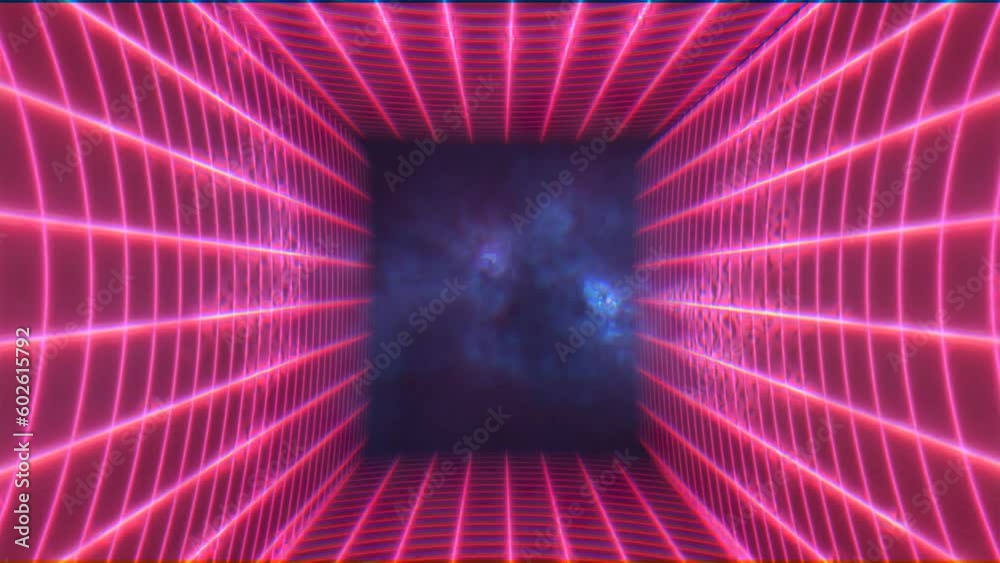 Wall mural abstract red energy grid swirling tunnel of lines in the top and bottom of the screen magical bright