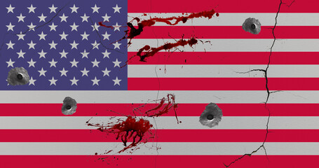 Mass shooting concept. Gun law in America. Guns politics in United States of America. Firearm law. School shooting