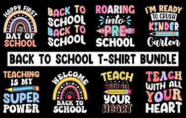 Back to school t-shirt bundle vector, Hello Kindergarten T-Shirt set