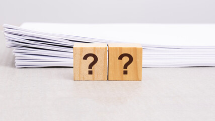 sign question on wooden cubes - human resource concept