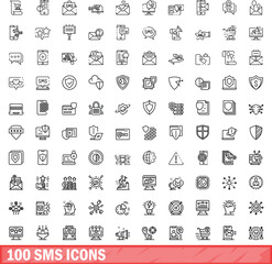 100 sms icons set. Outline illustration of 100 sms icons vector set isolated on white background