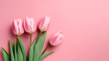 bouquet of tulips, with pink background