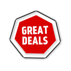 Great deals banner megaphone icon. badge icon. Promotional web elements. Vector template.