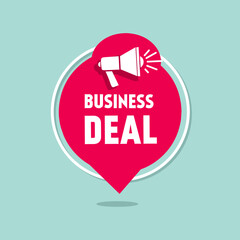 Business deal. Text on ribbon. Vector icon design.