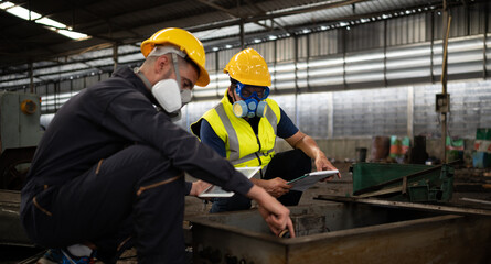Scientists and government officials Inspect and collect chemical leak samples in industrial sites. to be thoroughly investigated in the laboratory