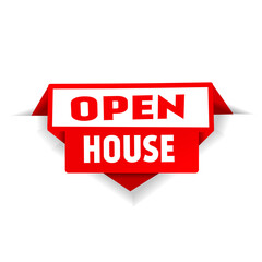 Open house banner template. Label design. Flat Vector isolated on white background.