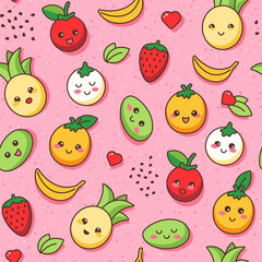 Joyful and bright summer pattern with juicy tropical fruits.