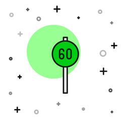 Filled outline Speed limit traffic sign 60 km icon isolated on white background. Vector
