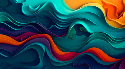 Obraz na płótnie Canvas 3d abstract background with cut shapes. Colorful liquid wave design. For business presentations, flyers, posters, prints ration, cards, brochure cover. Generated AI