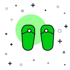 Filled outline Flip flops icon isolated on white background. Beach slippers sign. Vector