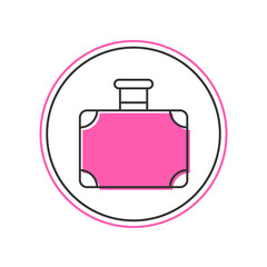 Filled outline Suitcase for travel icon isolated on white background. Traveling baggage sign. Travel luggage icon. Vector