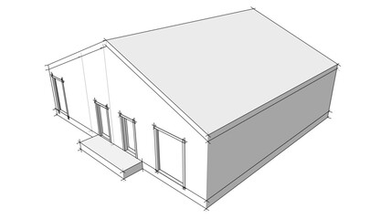 Architecture building 3d drawing vector illustration