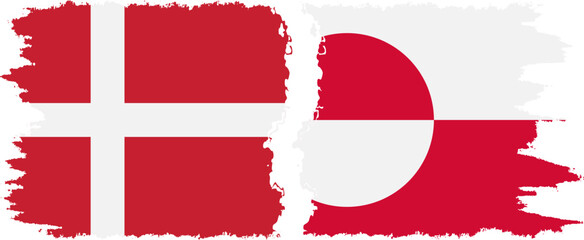 Greenland and Denmark grunge flags connection vector © gladder