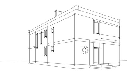 Architecture building 3d drawing vector illustration