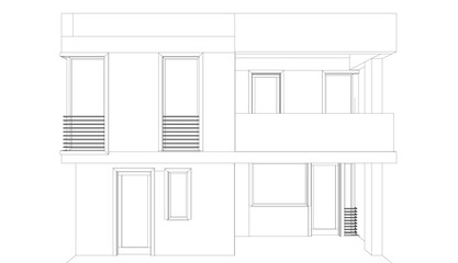 Modern house building architectural 3d illustration