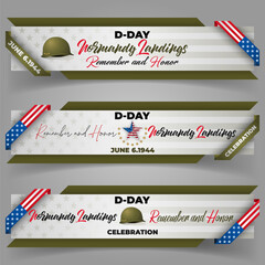 Normandy landings, U.S. D Day, celebration.Web banners