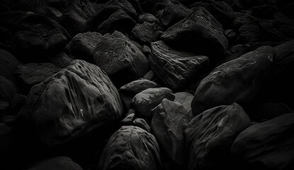 Fototapeta na wymiar Black rock background. Dark gray stone texture. Black grunge background. ai