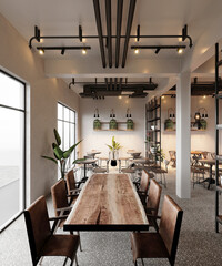 Fototapeta Coffee Shop interior view, 3d rendering obraz