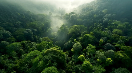 drone view of lush green rainforest esg concept - obrazy, fototapety, plakaty