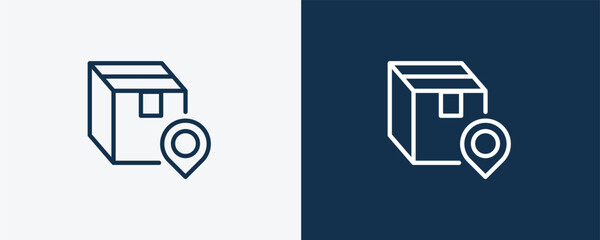 delivery destination icon. Outline delivery destination icon from delivery and logistics collection. linear vector isolated on white and dark blue background. Editable delivery destination symbol.