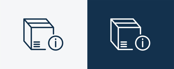 delivery info icon. Outline delivery info icon from delivery and logistics collection. linear vector isolated on white and dark blue background. Editable delivery info symbol.