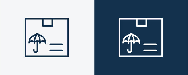 logistic protection icon. Outline logistic protection icon from delivery and logistics collection. linear vector isolated on white and dark blue background. Editable logistic protection symbol.