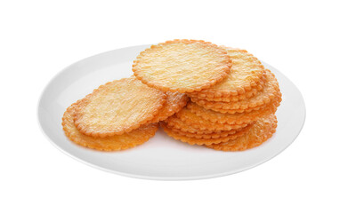 Cracker in plate on transparent png