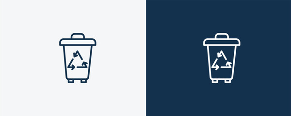 trash compactor icon. Outline trash compactor icon from electronic device and stuff collection. linear vector isolated on white and dark blue background. Editable trash compactor symbol. - obrazy, fototapety, plakaty